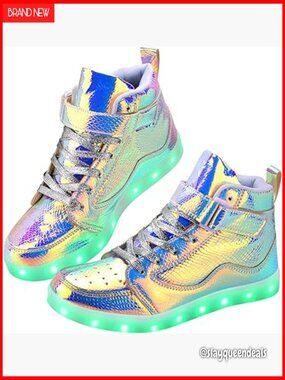 USB Rechargeable LED High-Top Sneakers for Dancing Parties Festivals